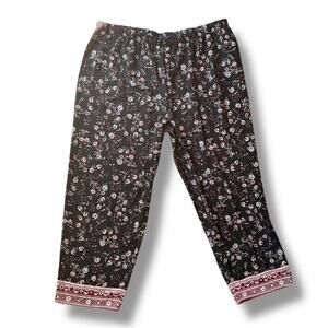 Plus Size Blair Pull On Floral Border Print Crop Pants NWOT